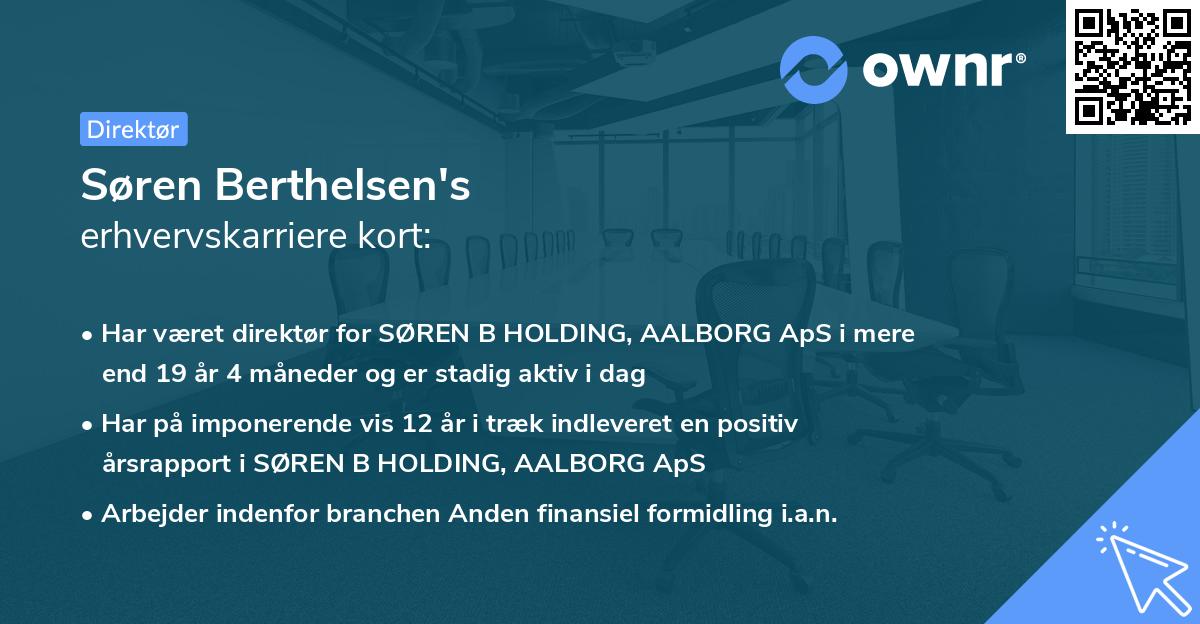 Søren Berthelsen's erhvervskarriere kort