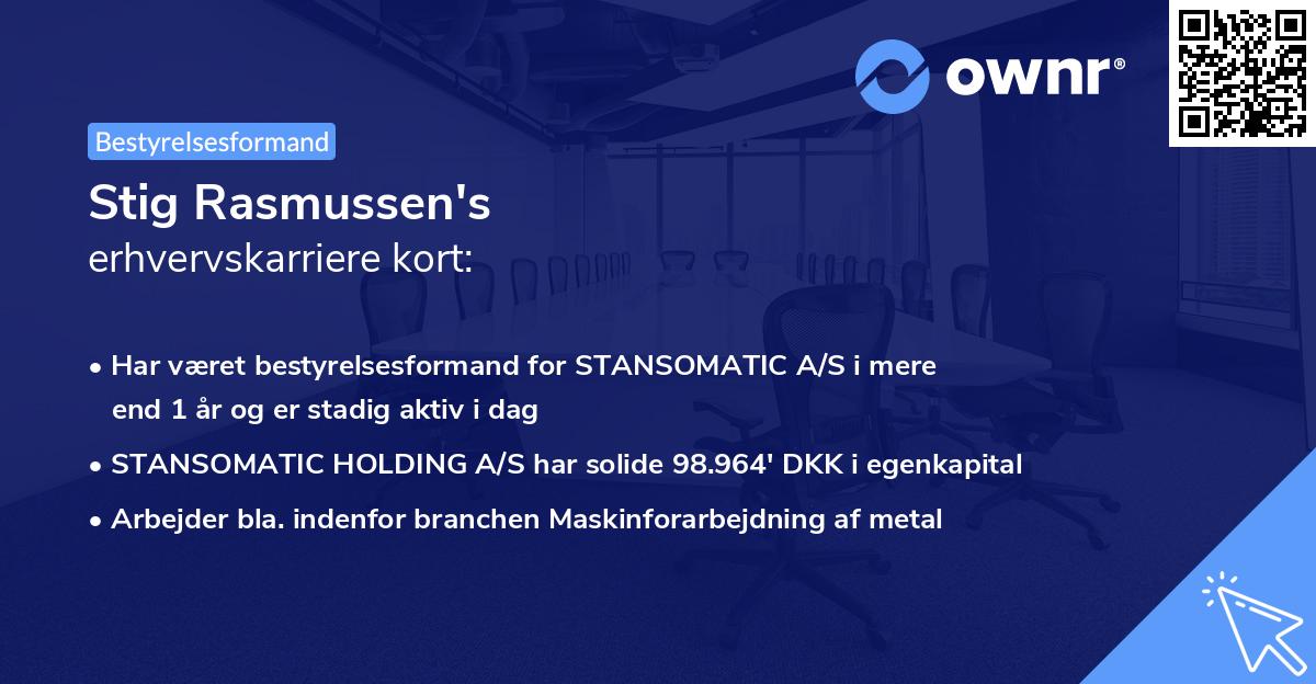 Stig Rasmussen's erhvervskarriere kort