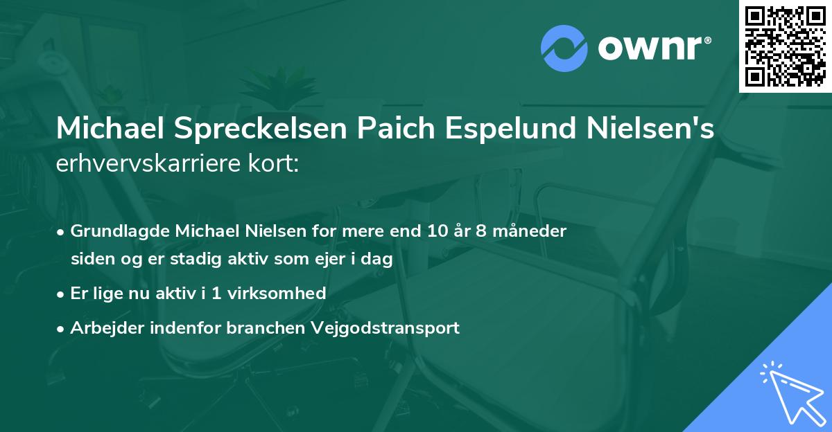 Michael Spreckelsen Paich Espelund Nielsen's erhvervskarriere kort