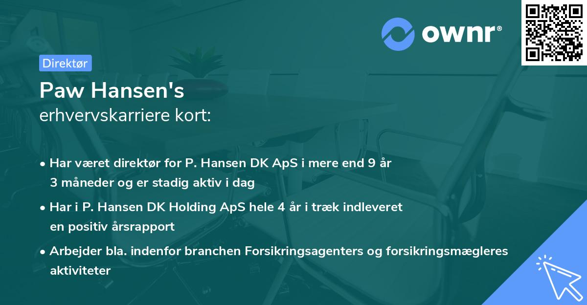 Paw Hansen's erhvervskarriere kort
