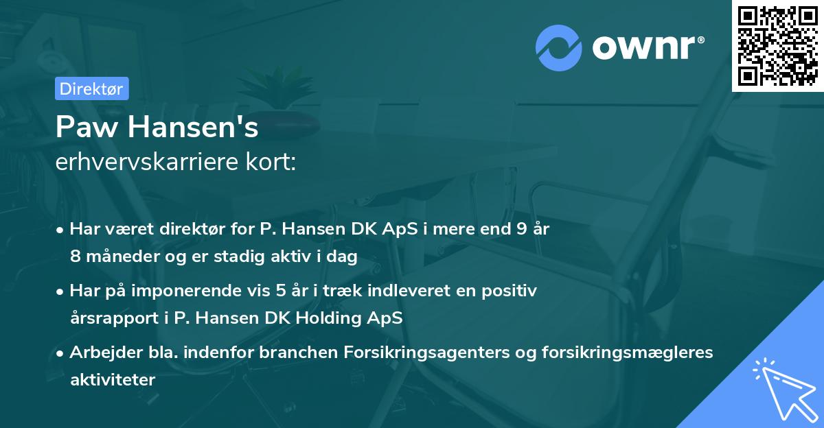 Paw Hansen's erhvervskarriere kort
