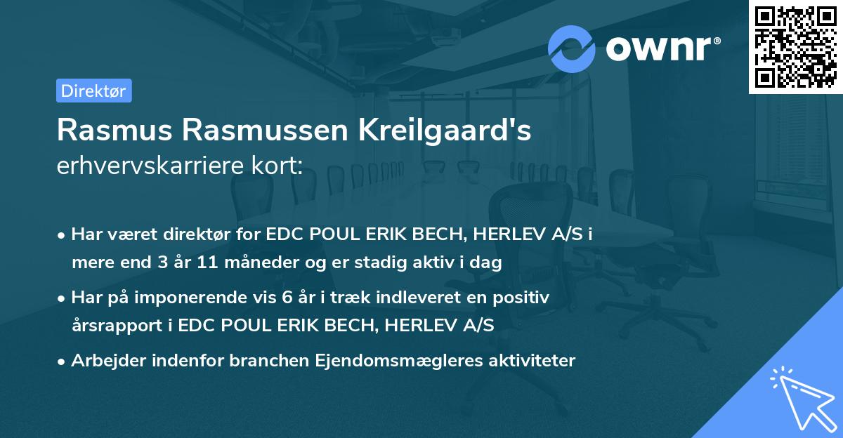 Rasmus Rasmussen Kreilgaard's erhvervskarriere kort
