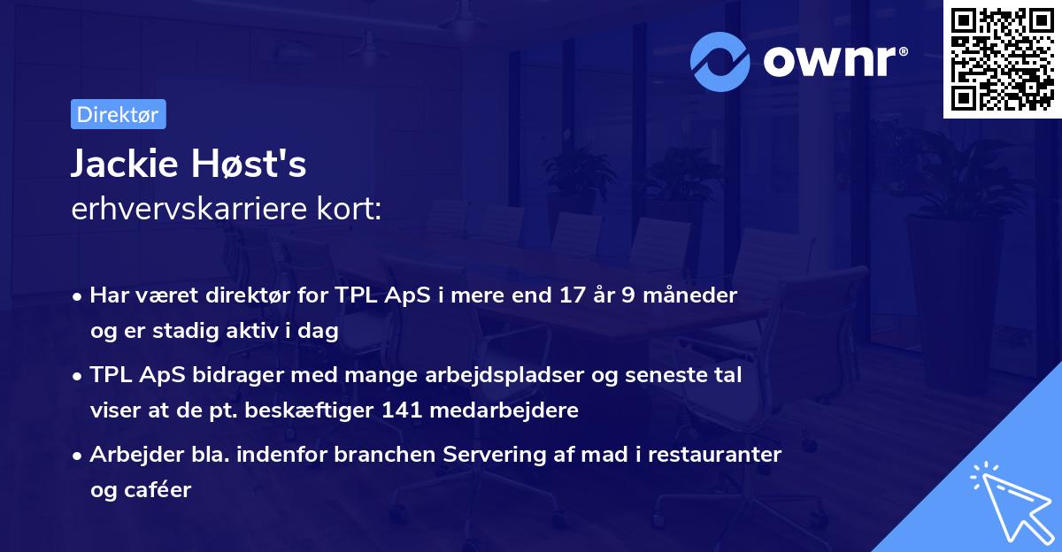 Jackie Høst's erhvervskarriere kort