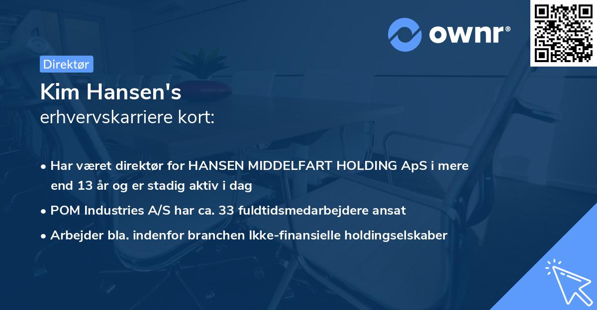 Kim Hansen's erhvervskarriere kort