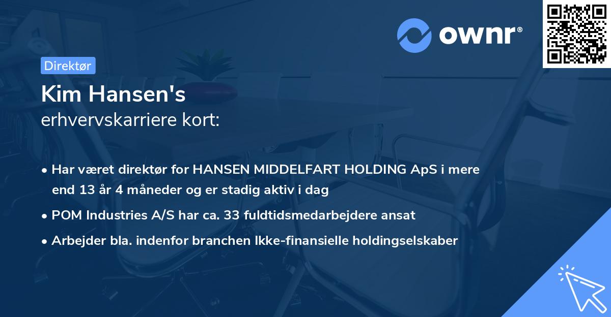 Kim Hansen's erhvervskarriere kort