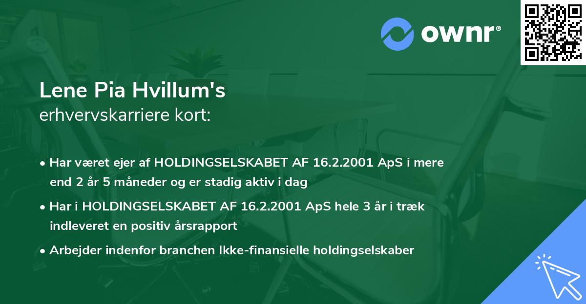 Lene Pia Hvillum's erhvervskarriere kort