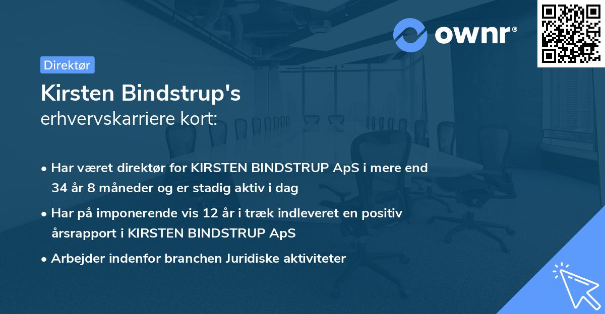 Kirsten Bindstrup's erhvervskarriere kort
