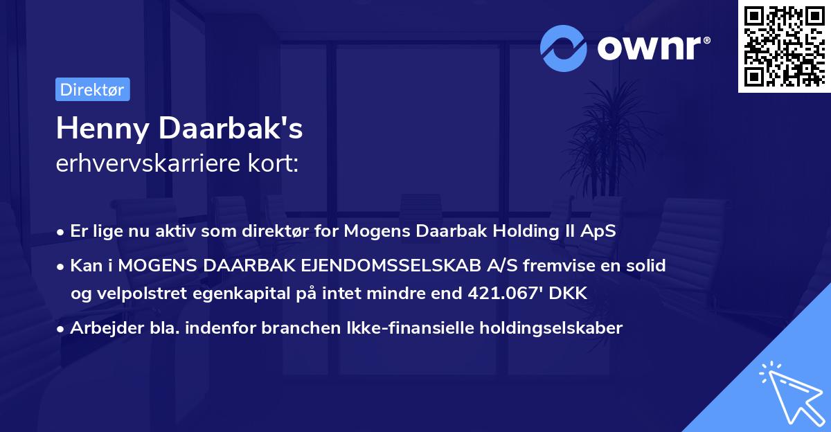 Henny Daarbak's erhvervskarriere kort