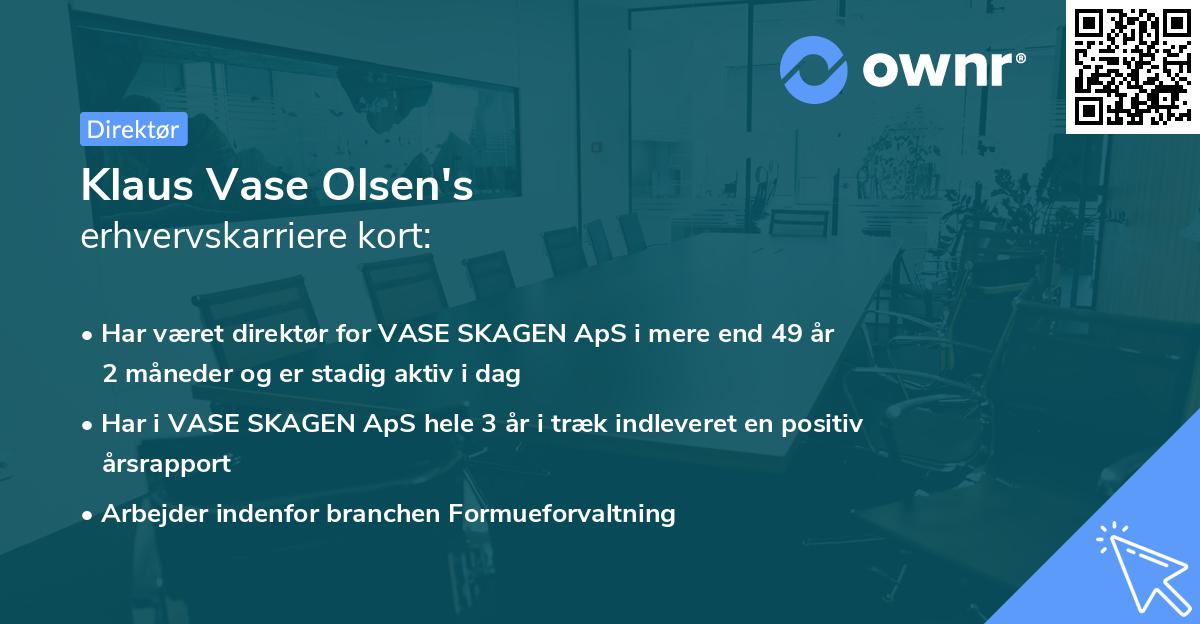 Klaus Vase Olsen's erhvervskarriere kort