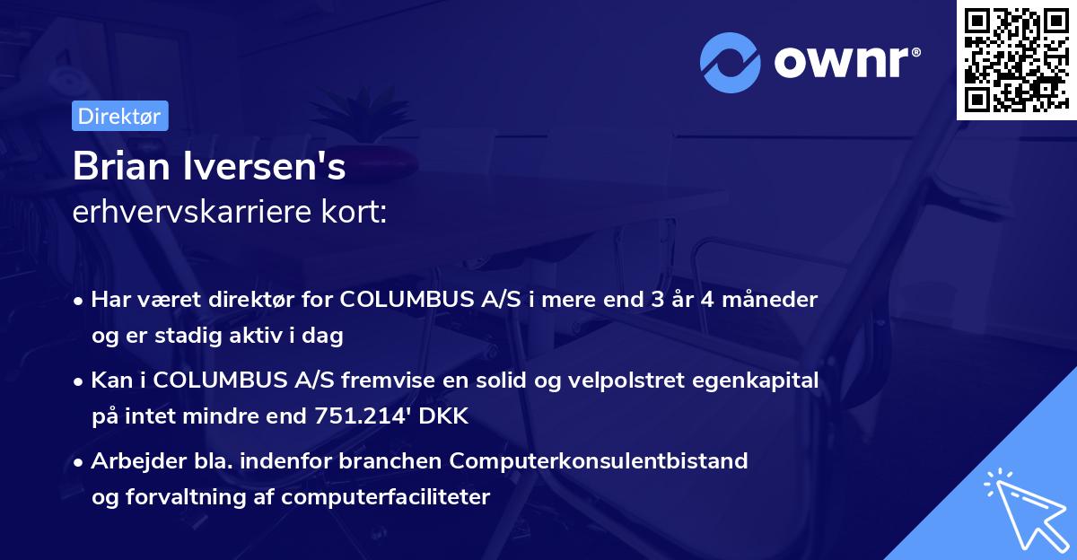 Brian Iversen's erhvervskarriere kort