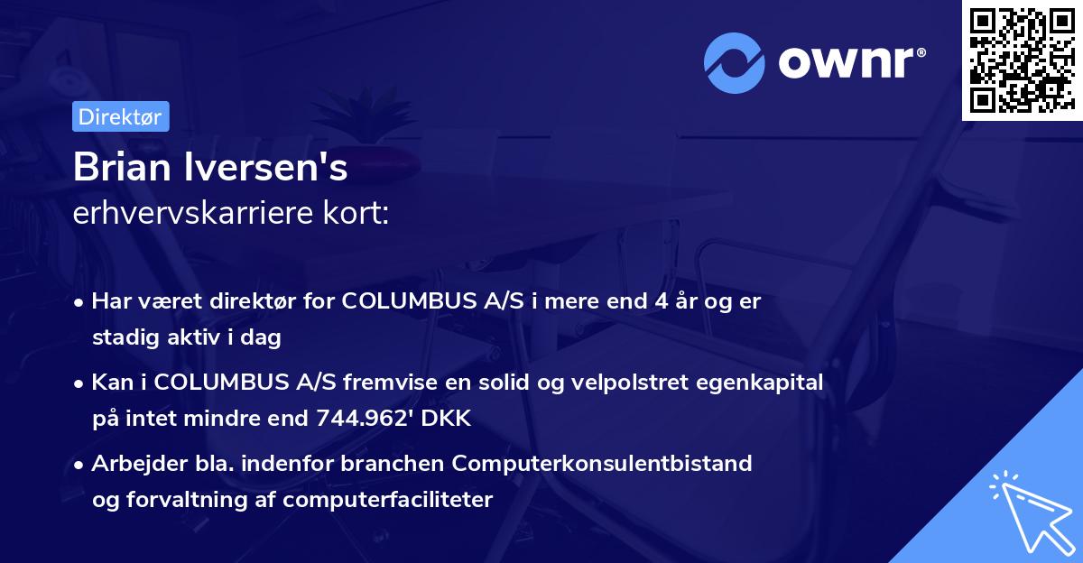 Brian Iversen's erhvervskarriere kort
