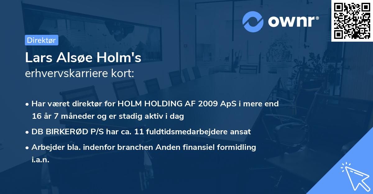 Lars Alsøe Holm's erhvervskarriere kort