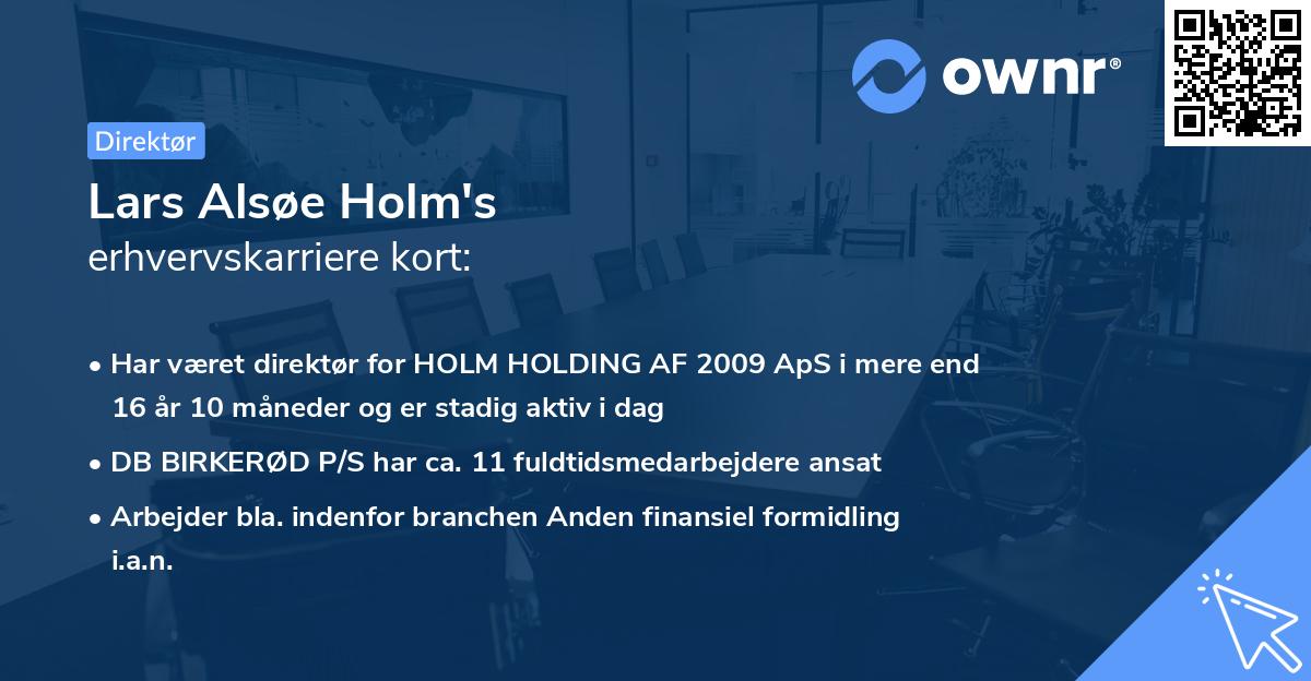 Lars Alsøe Holm's erhvervskarriere kort