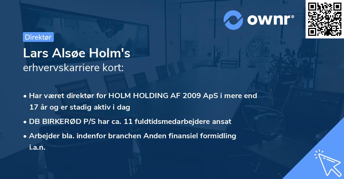 Lars Alsøe Holm's erhvervskarriere kort