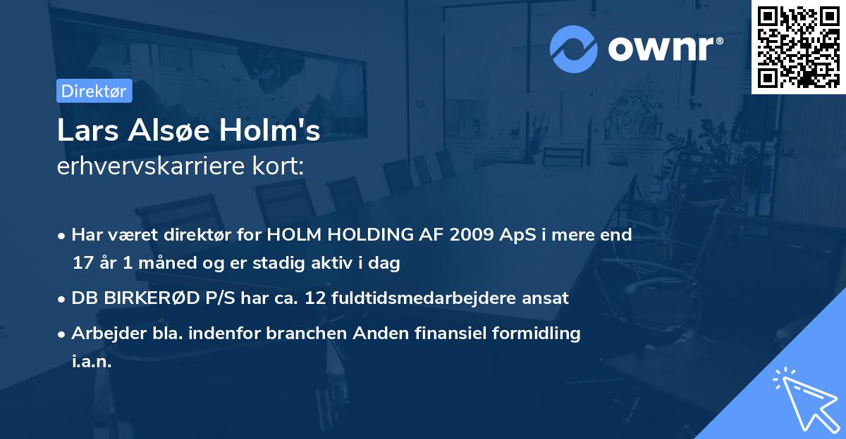 Lars Alsøe Holm's erhvervskarriere kort