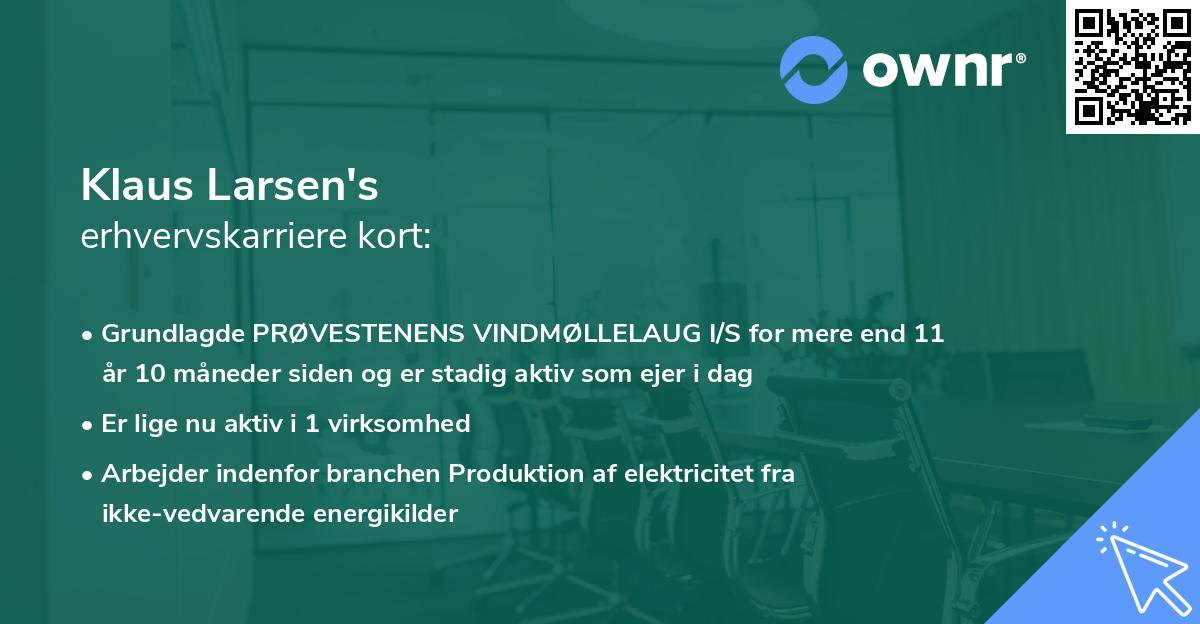 Klaus Larsen's erhvervskarriere kort