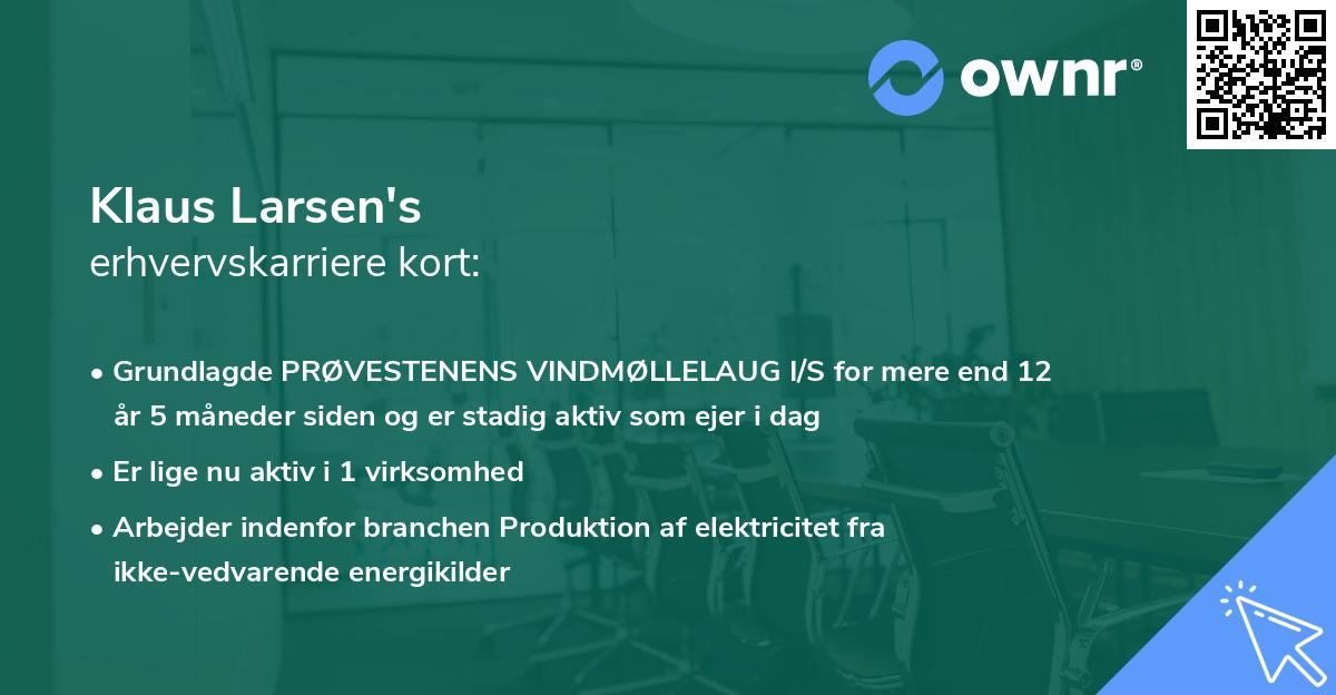 Klaus Larsen's erhvervskarriere kort