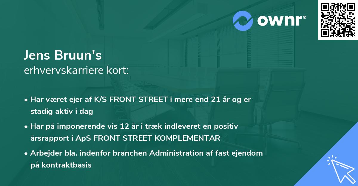 Jens Bruun's erhvervskarriere kort