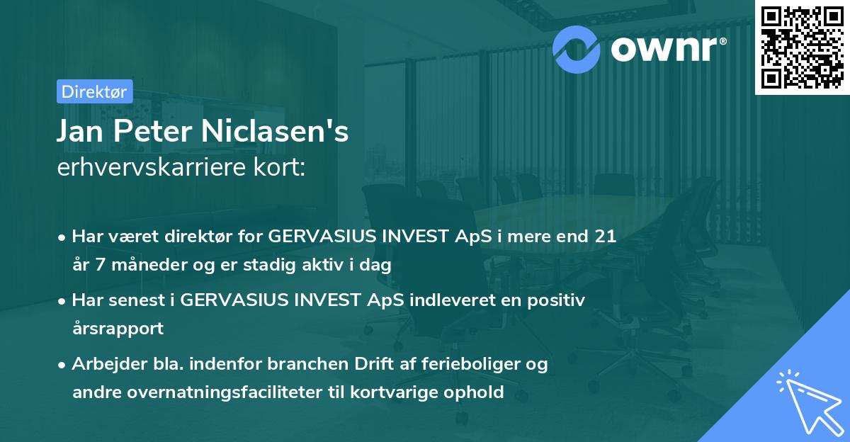 Jan Peter Niclasen's erhvervskarriere kort