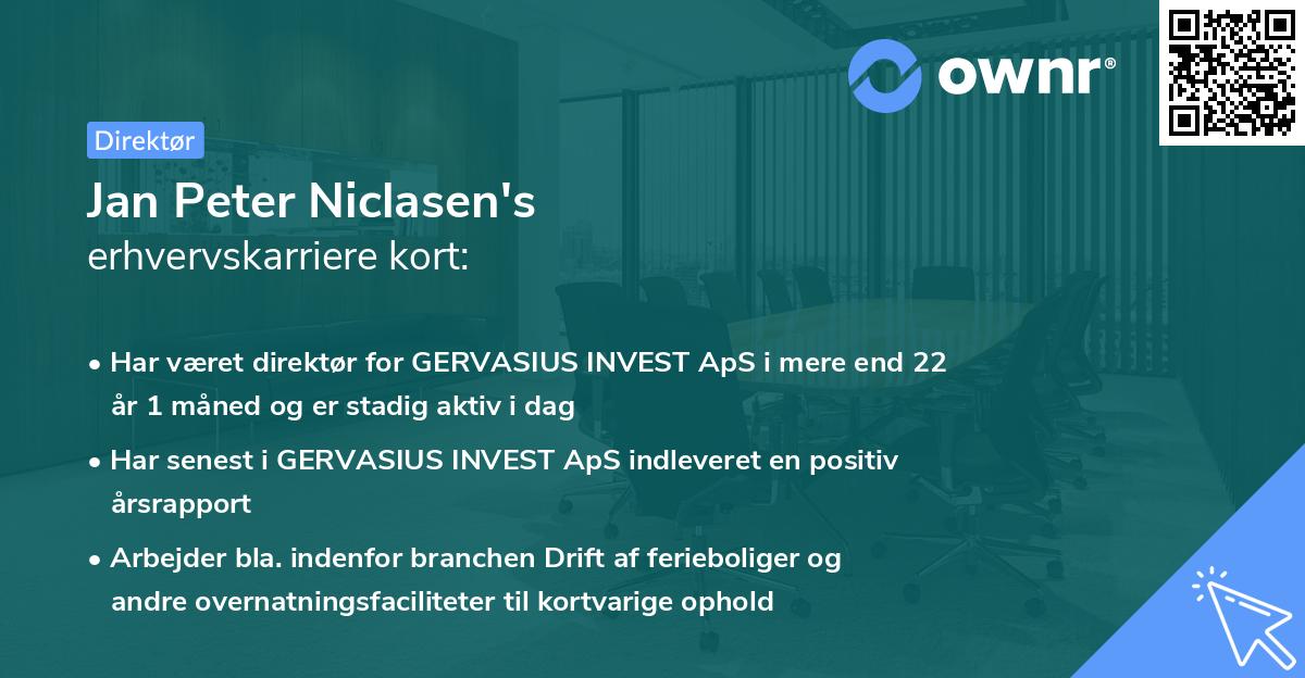 Jan Peter Niclasen's erhvervskarriere kort