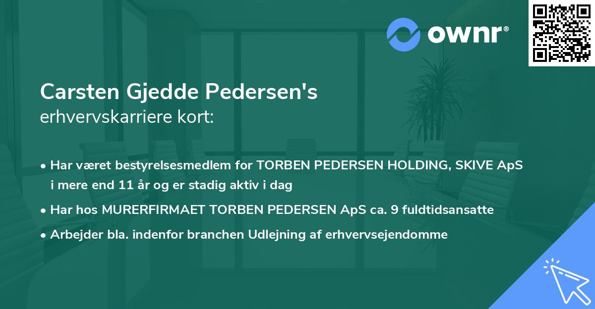 Carsten Gjedde Pedersen's erhvervskarriere kort