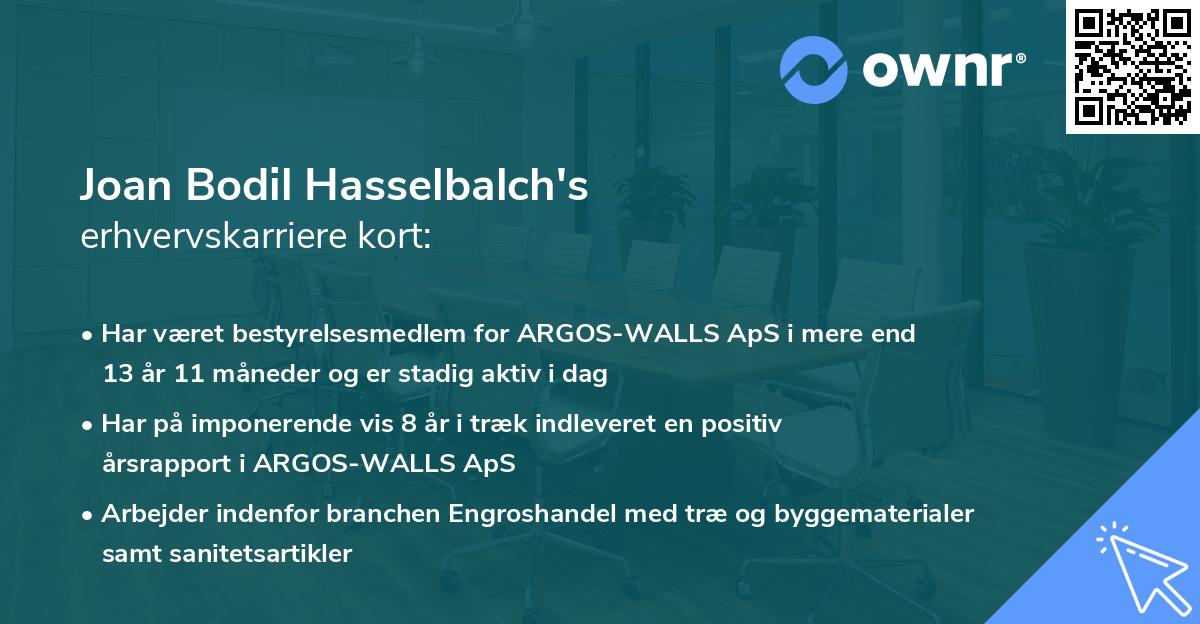 Joan Bodil Hasselbalch's erhvervskarriere kort