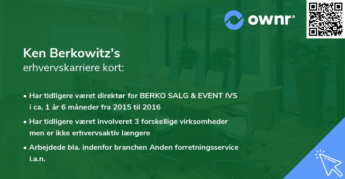 Ken Berkowitz's erhvervskarriere kort