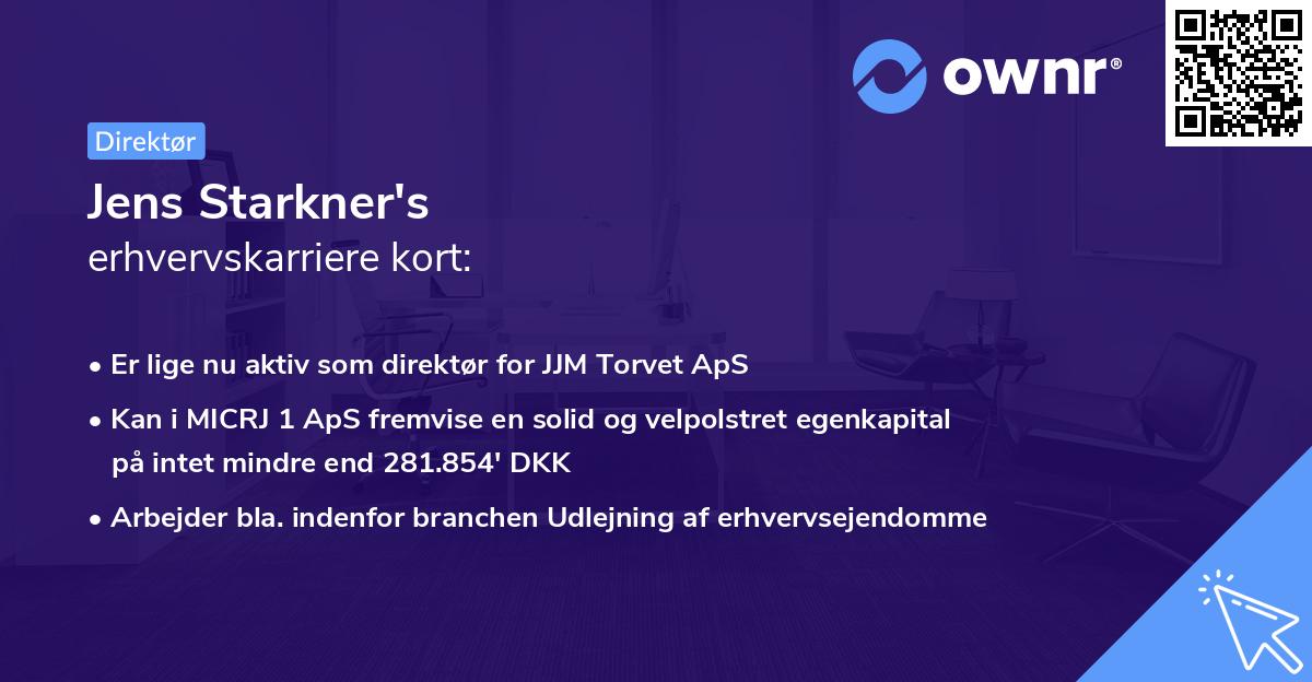 Jens Starkner's erhvervskarriere kort