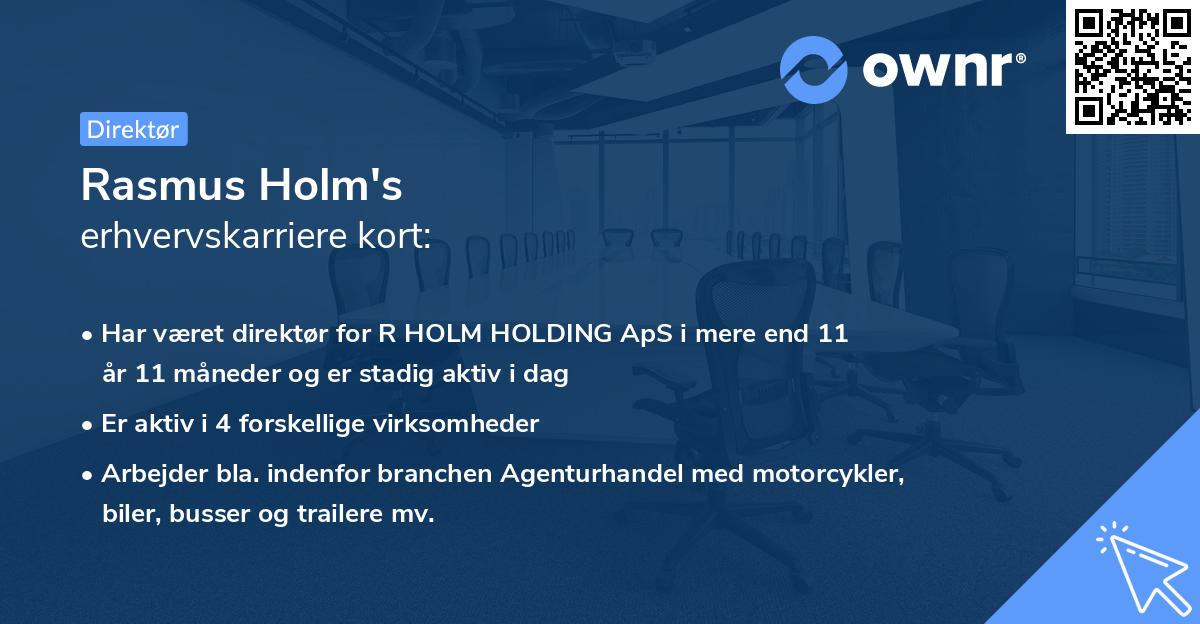 Rasmus Holm's erhvervskarriere kort
