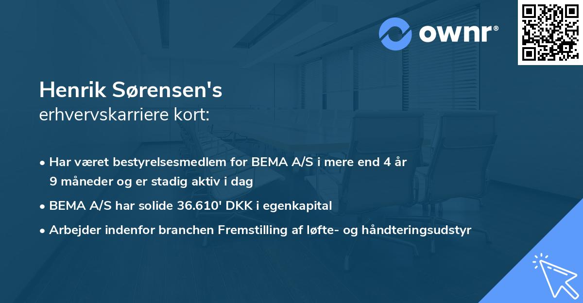Henrik Sørensen's erhvervskarriere kort