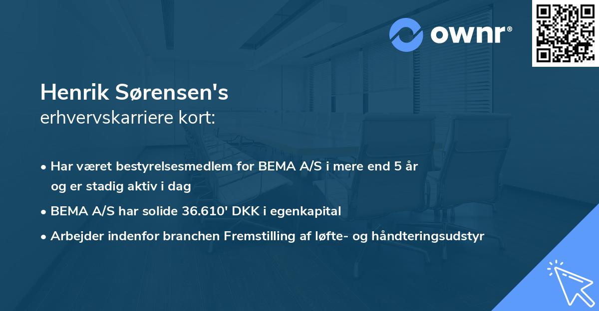 Henrik Sørensen's erhvervskarriere kort