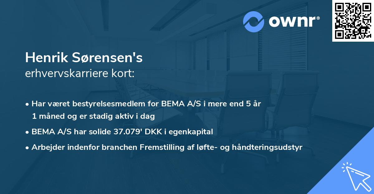 Henrik Sørensen's erhvervskarriere kort