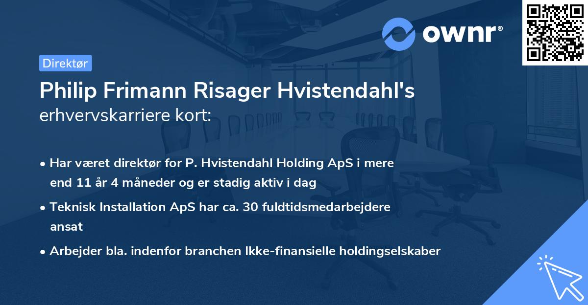 Philip Frimann Risager Hvistendahl's erhvervskarriere kort