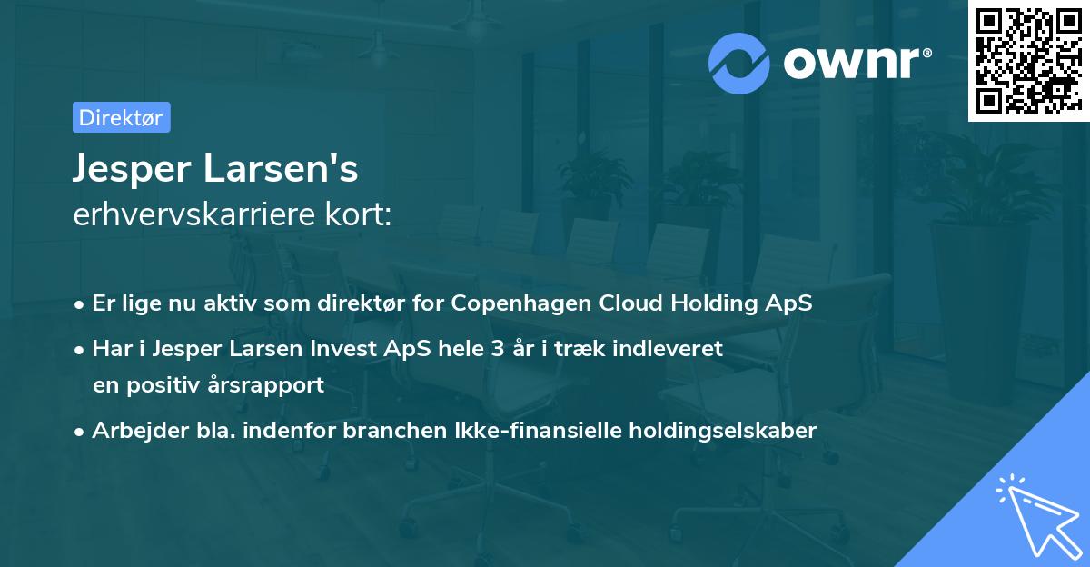Jesper Larsen's erhvervskarriere kort