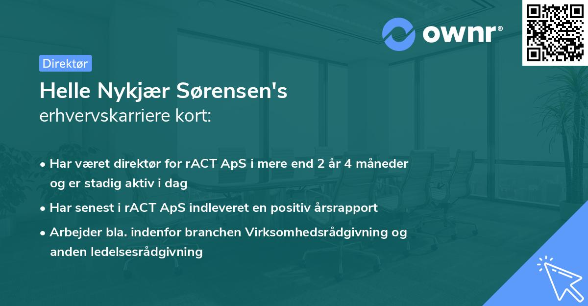 Helle Nykjær Sørensen's erhvervskarriere kort