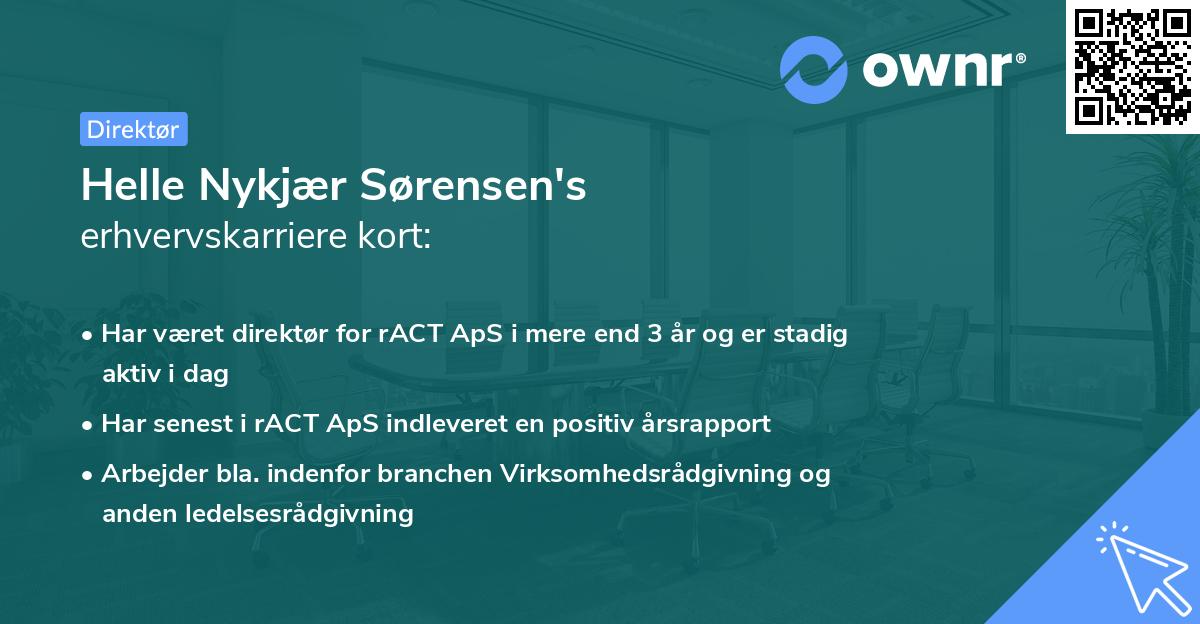 Helle Nykjær Sørensen's erhvervskarriere kort