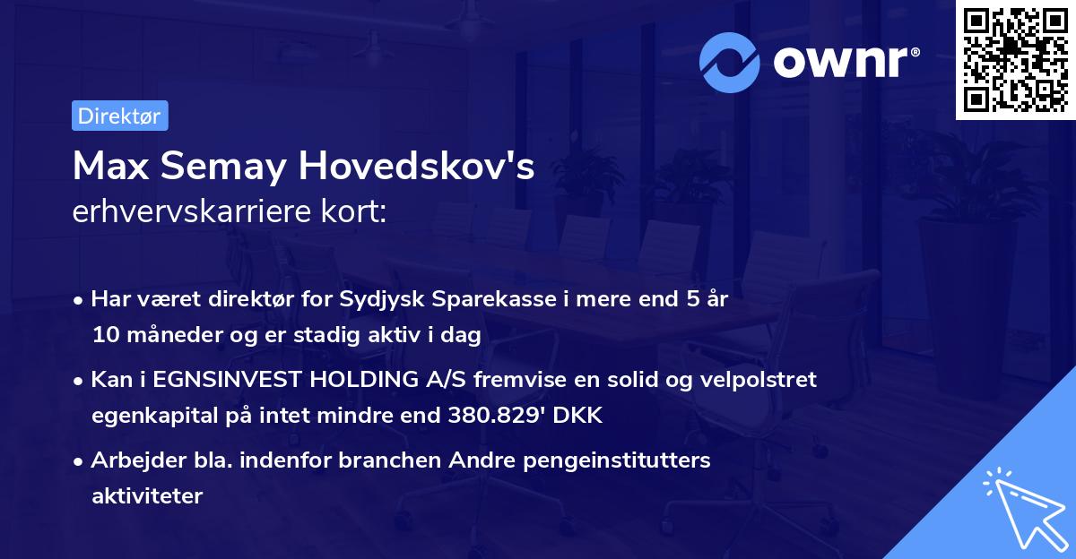 Max Semay Hovedskov's erhvervskarriere kort