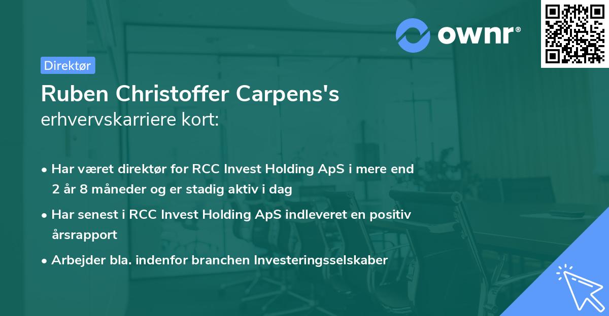 Ruben Christoffer Carpens's erhvervskarriere kort