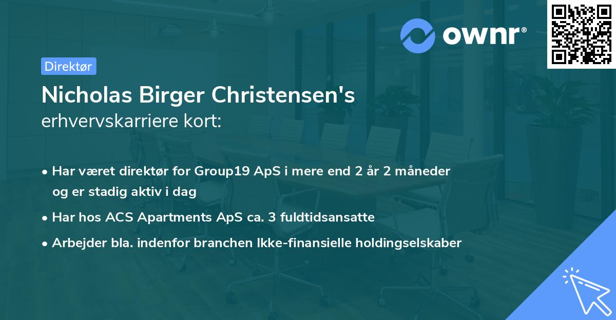 Nicholas Birger Christensen's erhvervskarriere kort