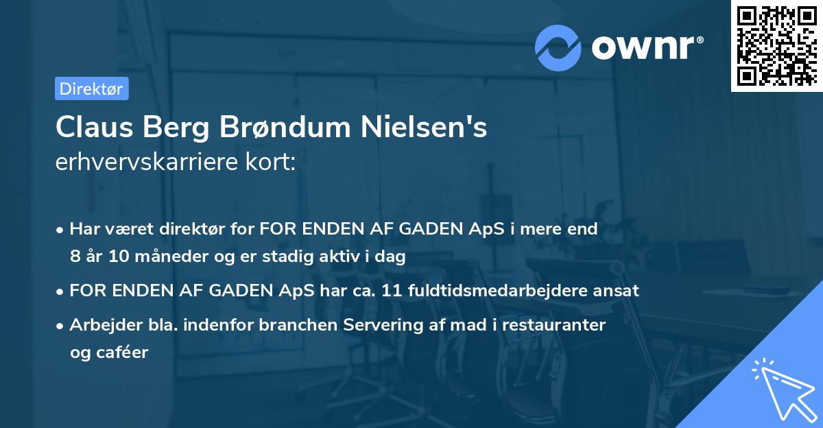 Claus Berg Brøndum Nielsen's erhvervskarriere kort