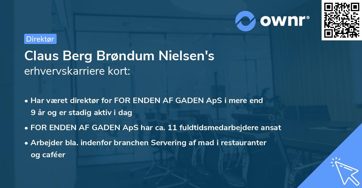 Claus Berg Brøndum Nielsen's erhvervskarriere kort