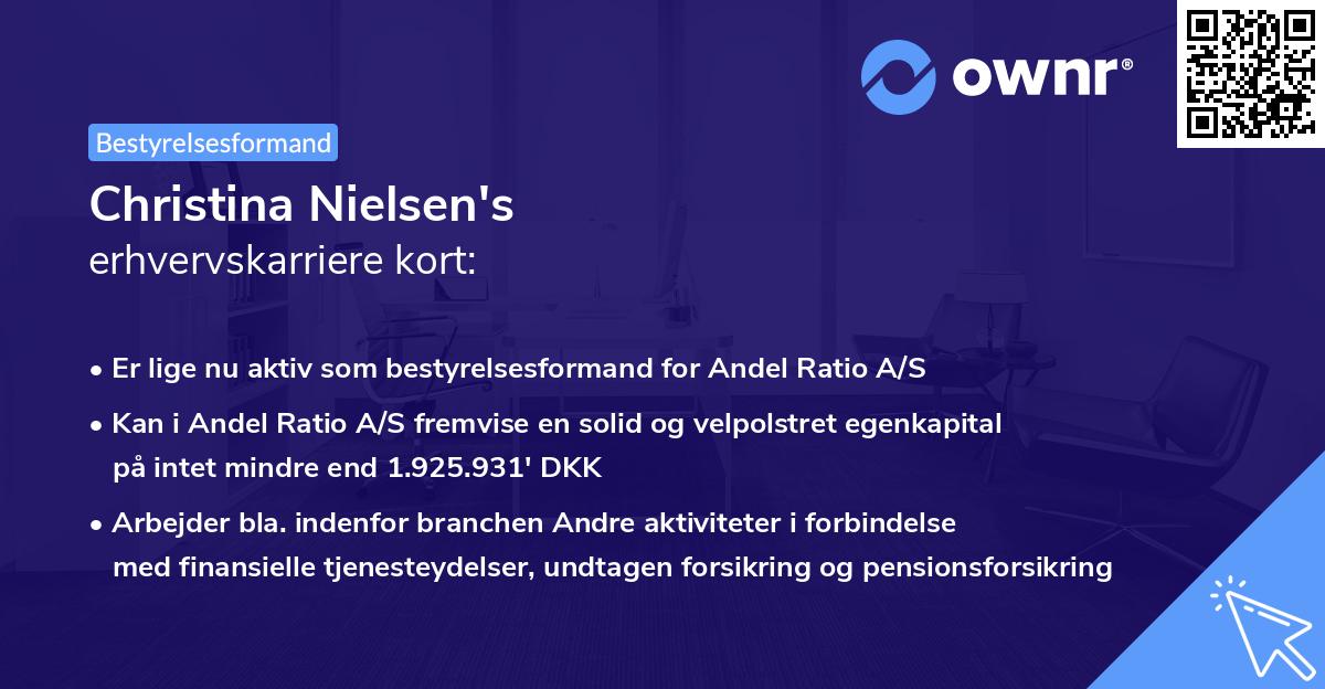 Christina Nielsen's erhvervskarriere kort