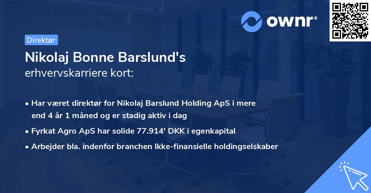 Nikolaj Bonne Barslund's erhvervskarriere kort