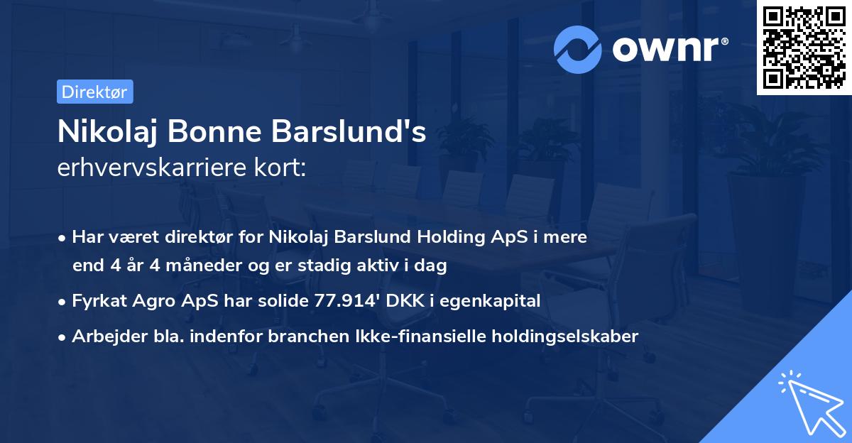 Nikolaj Bonne Barslund's erhvervskarriere kort