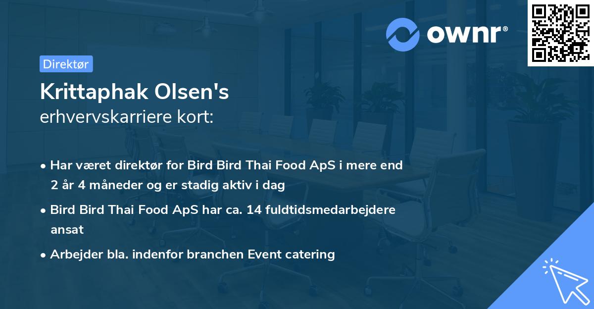 Krittaphak Olsen's erhvervskarriere kort