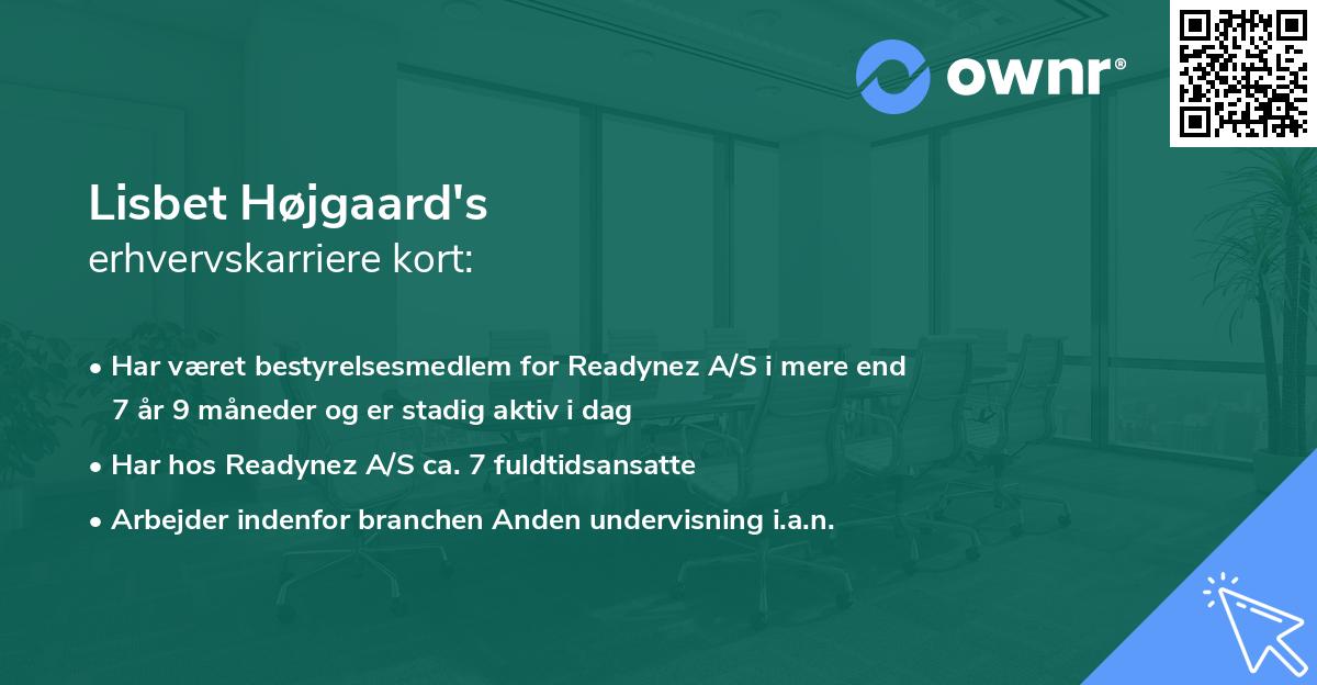 Lisbet Højgaard's erhvervskarriere kort