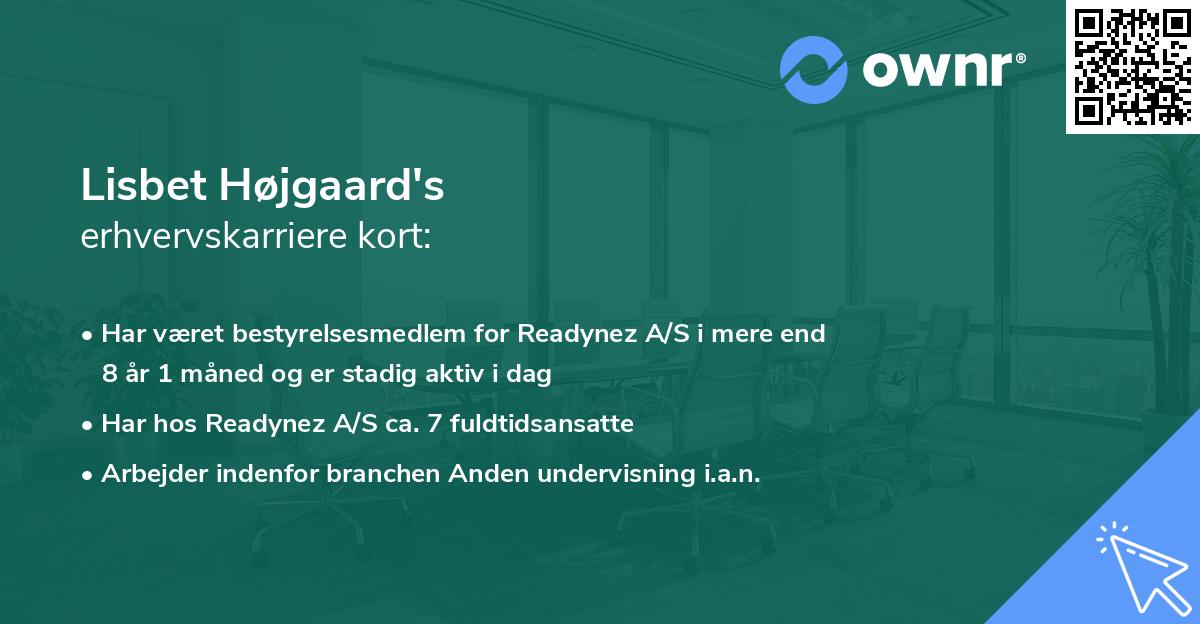 Lisbet Højgaard's erhvervskarriere kort