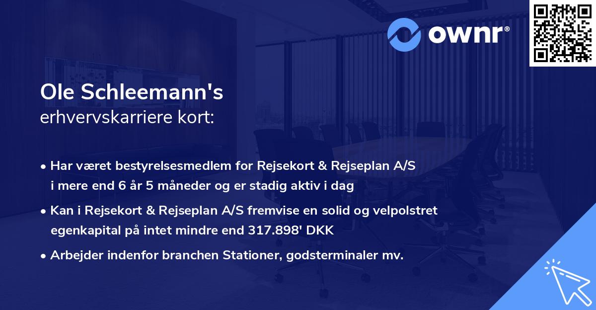 Ole Schleemann's erhvervskarriere kort