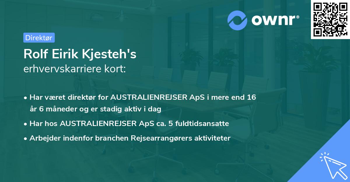 Rolf Eirik Kjesteh's erhvervskarriere kort