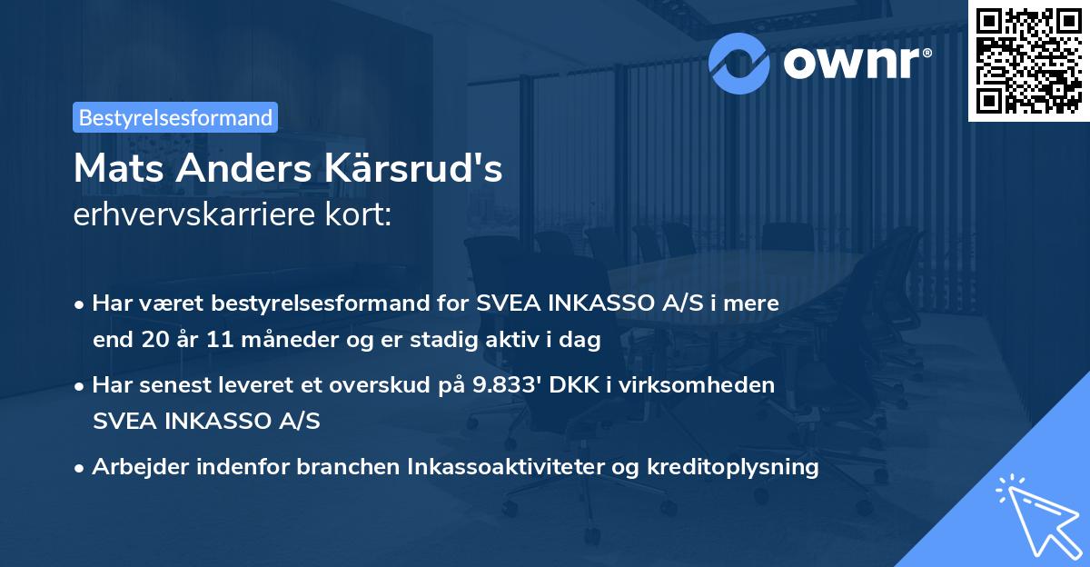 Mats Anders Kärsrud's erhvervskarriere kort